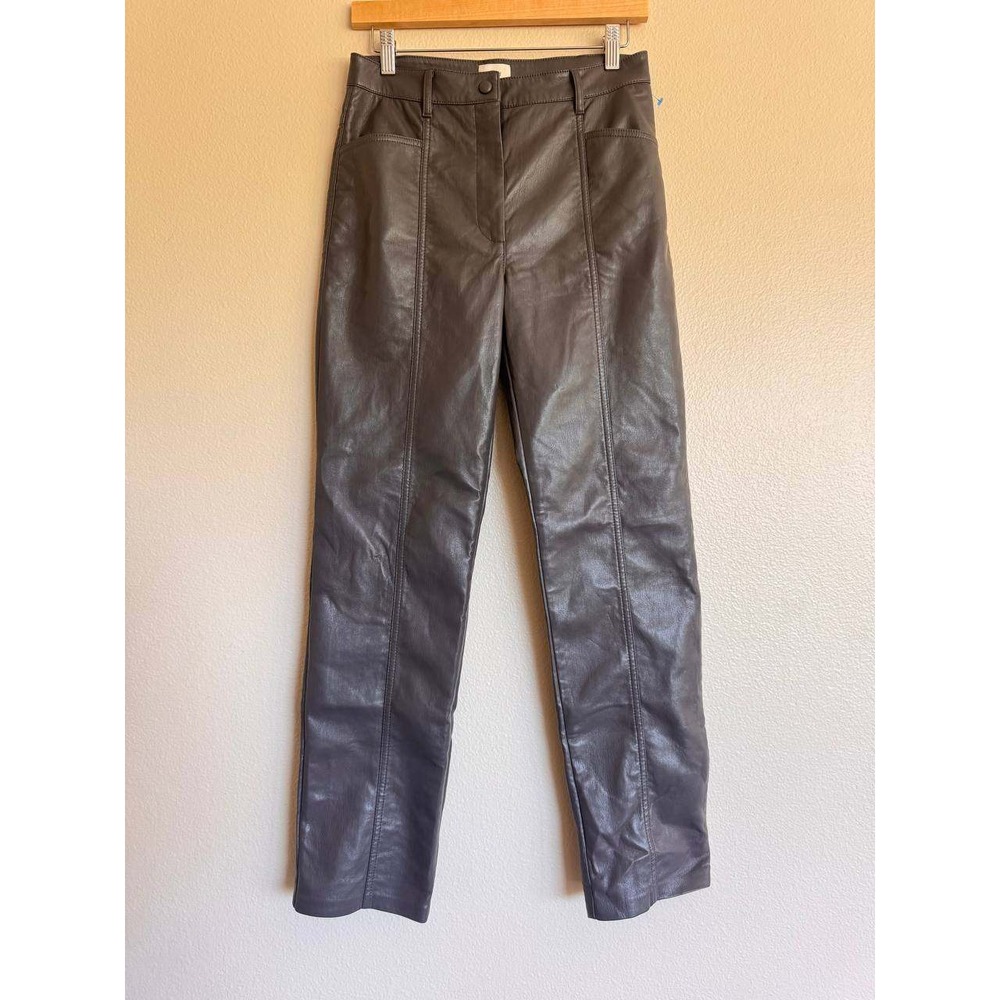 Aritzia Wilfred Rebel High Gray Faux Leather Pants 6 Preppy Old Money Coquette